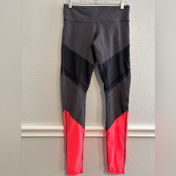 ALO Sheila Mid-Rise Colorblock Leggings Stretch Elastic Waist Gray-Orange Size M - Picture 3 of 7